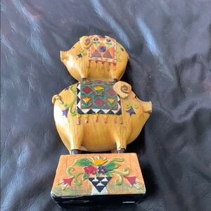 Colorful Geometric Stacked Pig Sculpture-  Resin